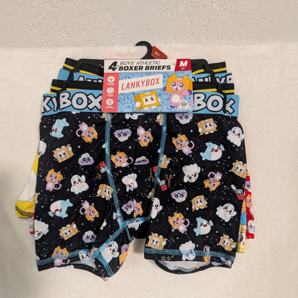 LankyBox Med 8 Boys Athletic Boxer Briefs Set Of 4
